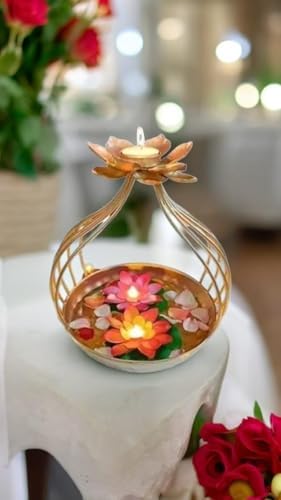 Handcrafted Diya Shape Flower Decorative Urli Bowl