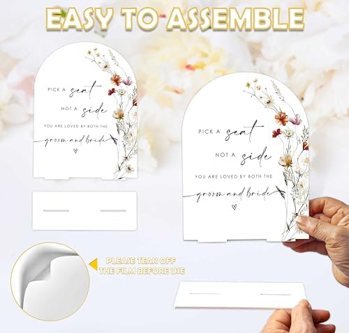 Boho Floral Pick a Seat Not a Side Wedding Sign