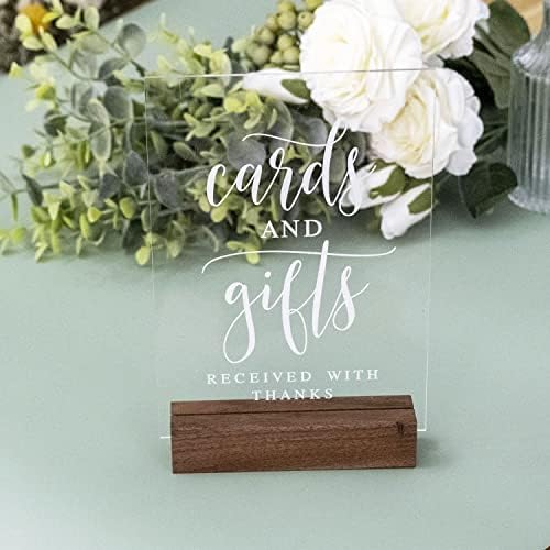 Clear Acrylic Gifts Cards Sign with Wood Stand