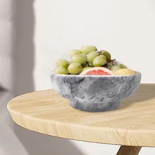 OZLMC Natural White Marble Bowl with Grey Veins 102 Diameter