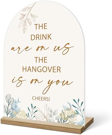 Wedding Bar Sign With Wood Base - 8x11 Acrylic 1