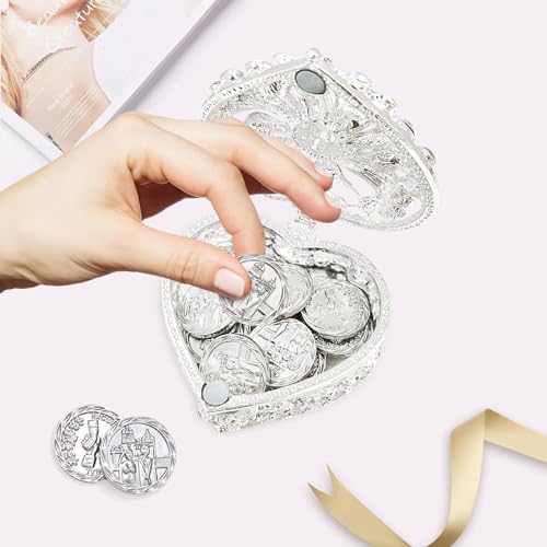 Catholic Wedding Arras Coins Set with Rhinestone Box