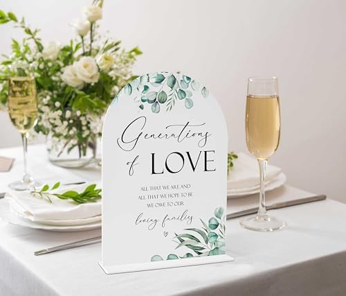 Greenery Generations Of Love Wedding Sign 8x11 Inch White Arch Acrylic