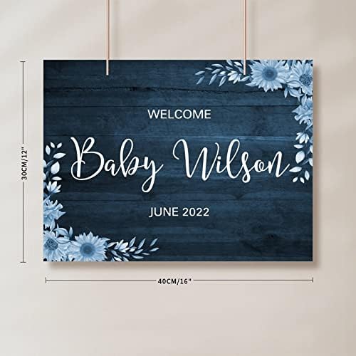 Personalized Blue Wood Wedding Welcome Sign