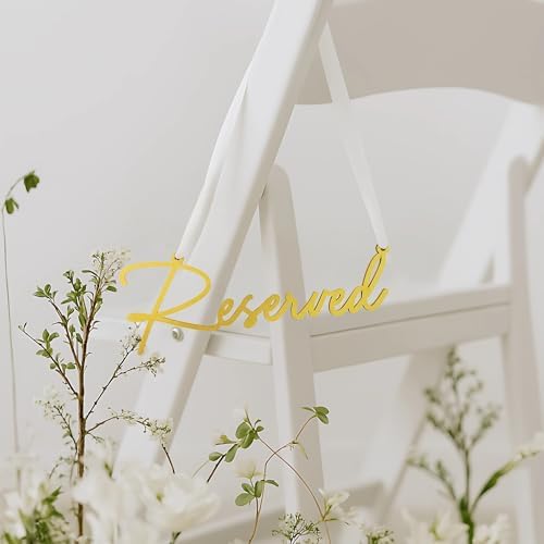 Gold Reserved Seating Signs - 6Pcs for Wedding Chairs and Pews
