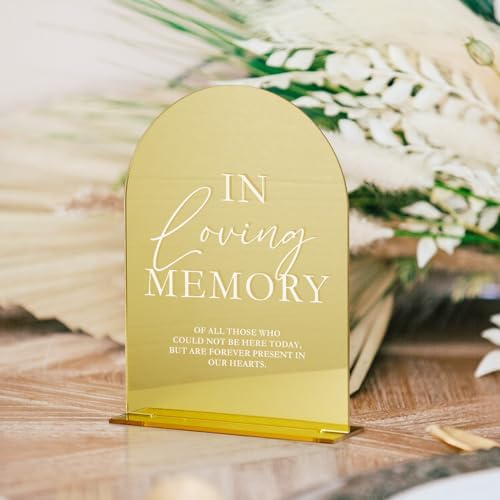 JINMURY Gold Mirror Wedding Memory Sign with Stand