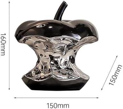 Modern Ceramic Apple Sculpture Black and Silver