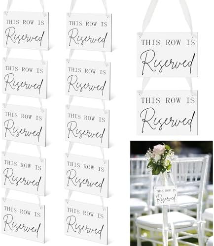 Yousoontic 12 Pack Wooden Reserved Row Signs for Wedding Chairs