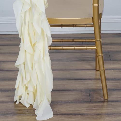 Balsa Circle Ivory Curly Chiffon Chair Sashes Wedding Decor