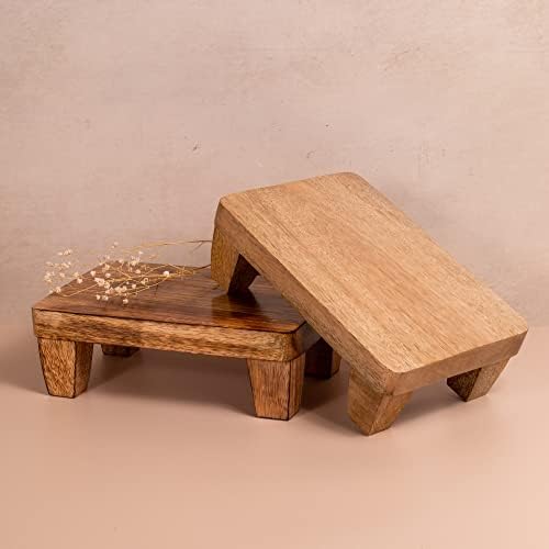 Wooden Tray Pedestal Decor with 2 Finishes