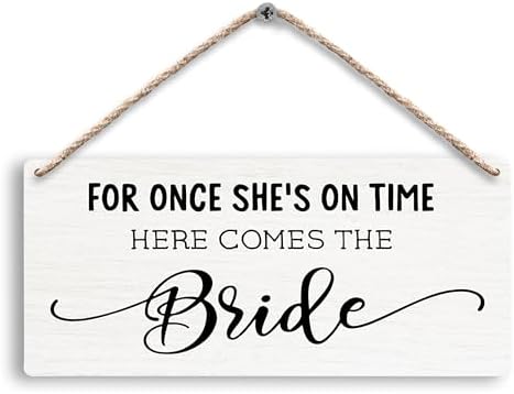 Here Comes the Bride Wood Sign for Wedding 12x6