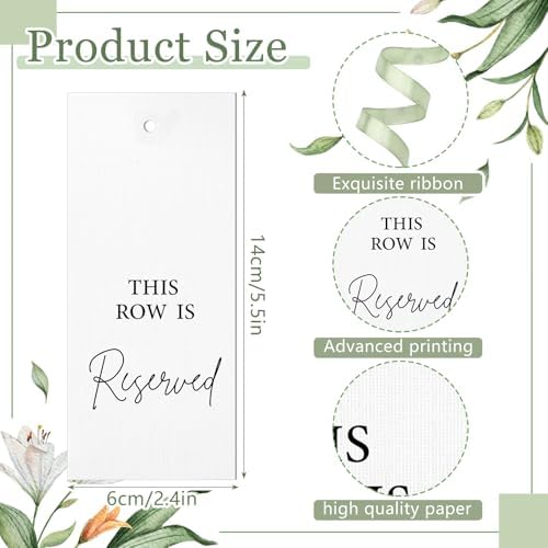Clabby 12 Pack Reserved Chair Signs with Ribbon