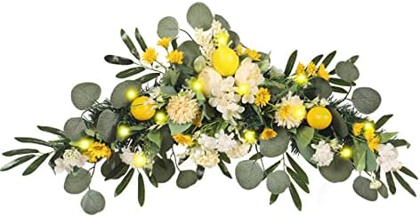 Artificial Lemon Flower Swag 275 Inch Decorative Wreath