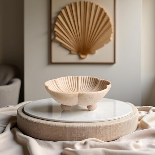 Large Decorative Bowl Set with Scalloped Pedestal Design