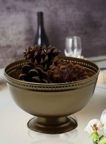 Serene Spaces Living Antique Gold Iron Pedestal Bowl