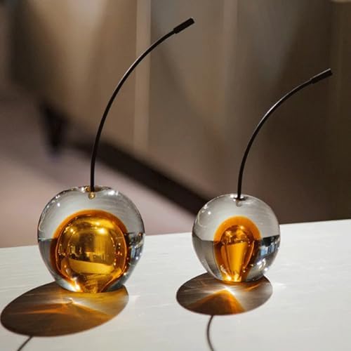 Crystal Glaze Artificial Cherry Sculpture Glass Home Decoration