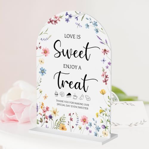 Wildflower Wedding Sign Decor for Dessert Table and Ceremony