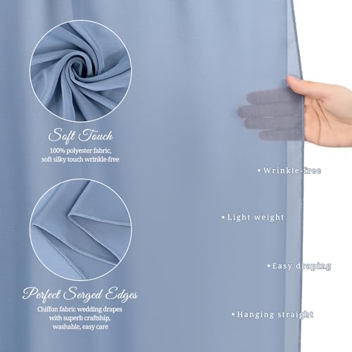 Showgeous 4 Panel Dusty Blue Sheer Chiffon Wedding Arch Drapes