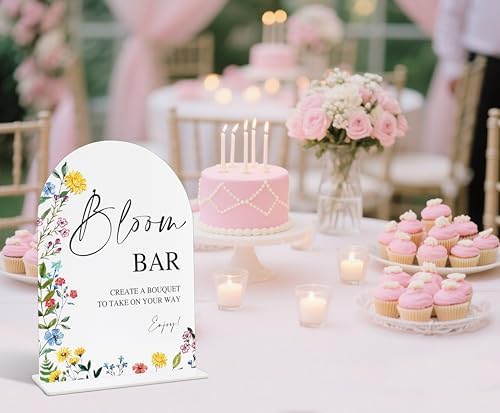 Bloom Bar Sign Acrylic Wedding Decor with Base