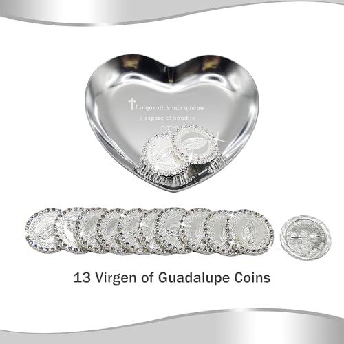 Catholic Wedding Arras Coins Set with Silver Box