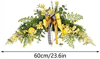 24in Artificial Lemon Swag with Large Bow Yellow Decor