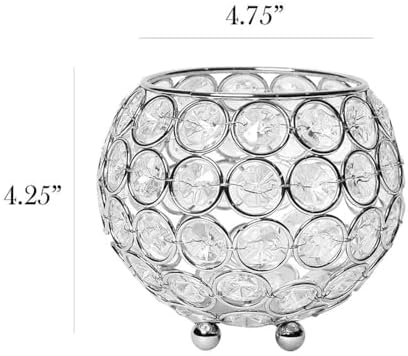 Pemberly Row Crystal Circular Centerpiece Bowl in Chrome