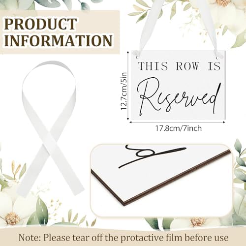 Yousoontic 12 Pack Wooden Reserved Row Signs for Wedding Chairs
