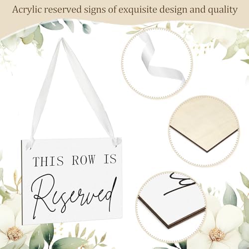 Yousoontic 12 Pack Wooden Reserved Row Signs for Wedding Chairs