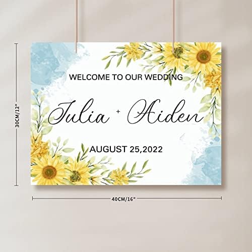 Personalized Blue Sunflowers Wedding Welcome Sign