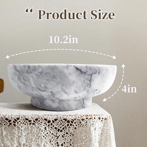 OZLMC Natural White Marble Bowl with Grey Veins 102 Diameter