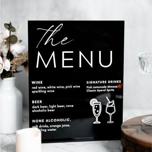 JINMURY 8x10 Inch Black Acrylic Sign with Stand 5 Pack