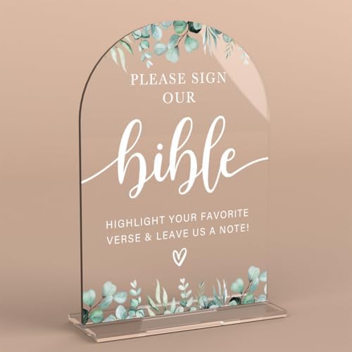 Modern Calligraphy Arch Wedding Sign with Eucalyptus Design