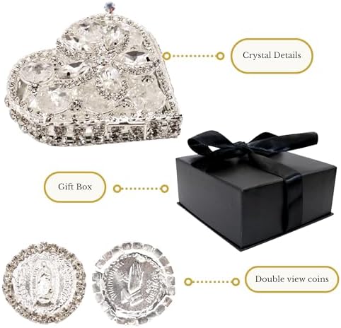 Catholic Wedding Arras Set with 13 Coins and Virgen de Guadalupe Image