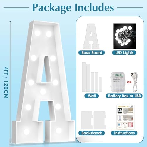 Ledio 4FT Light Up Letters A for Party Decorations