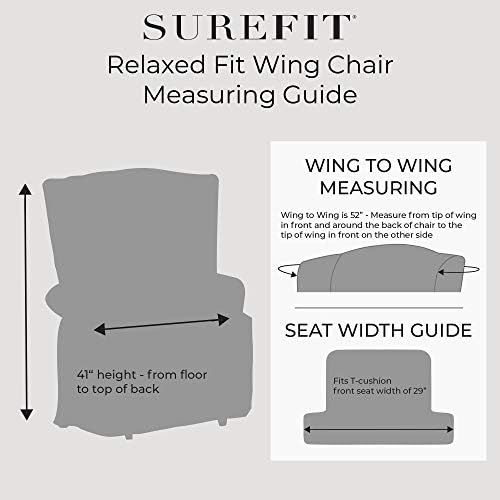 SureFit Soft Suede T-Cushion Wing Chair Slipcover Chocolate