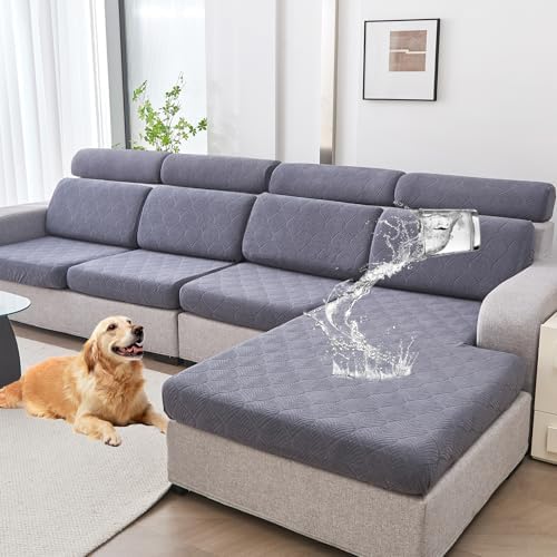 Genina Waterproof Couch Cushion Cover - Stretch Fit 1 Piece Dark Gray