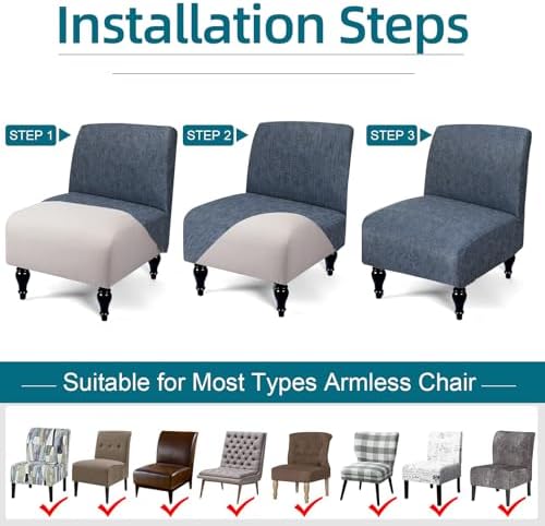 KRFOONN Armless Chair Slipcover with Elastic Bottom