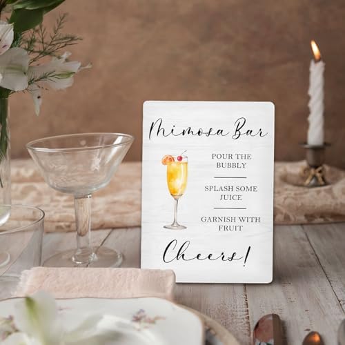 Mimosa Bar Sign 5x7 Inch Wooden Stand
