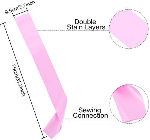 12 Piece Blank Satin Sashes for Graduation and Parties Pink