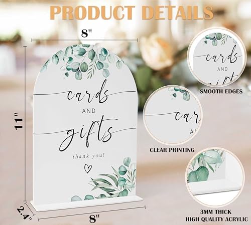 White Arch Acrylic Wedding Sign with Holder - 8x11 Inch