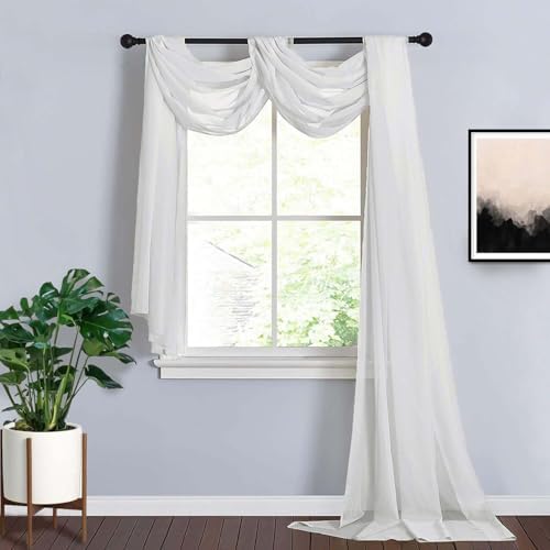 Efavormart 18 Ft Ivory Sheer Organza Curtain Panels