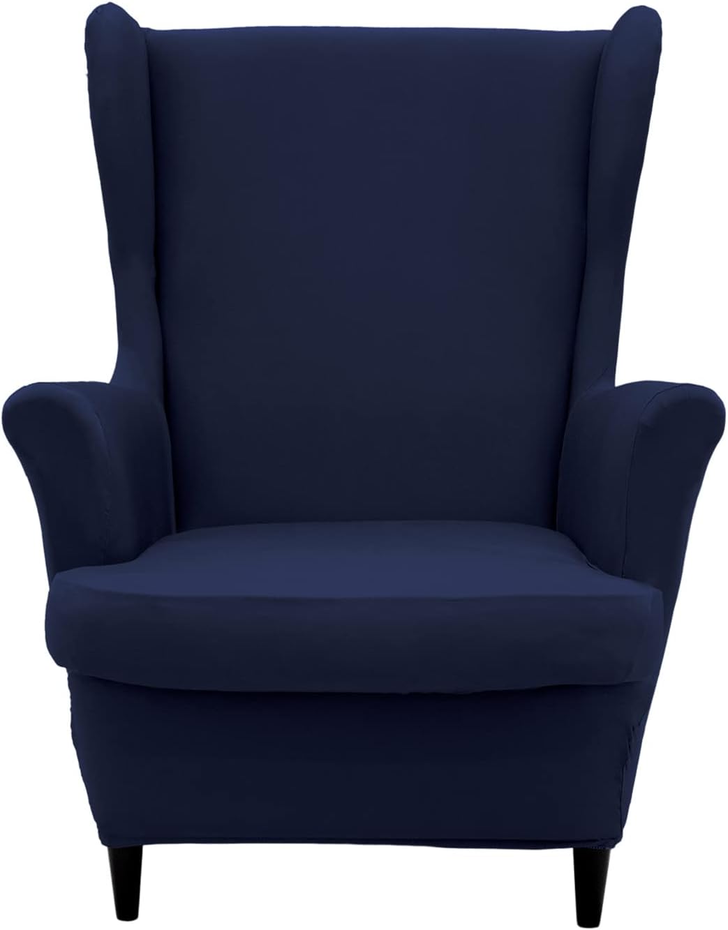 NILUOH 2-Piece Wingback Chair Cover with Elastic Bottom Navy