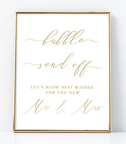 Bubble Send Off Exit Sign for White Gold Wedding Reception