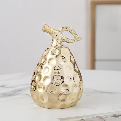 Pear Figurine Ceramic Ornament Gold