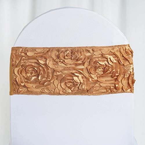 BalsaCircle 10 Gold Satin Rosettes Chair Sashes - Wedding Decor