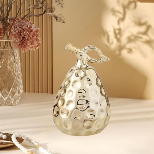 Pear Figurine Ceramic Ornament Gold