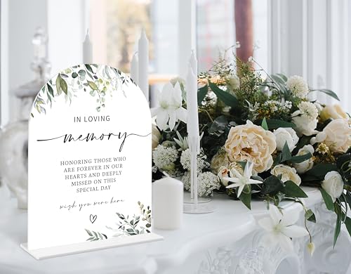 Greenery In Loving Memory Wedding Sign with Holder