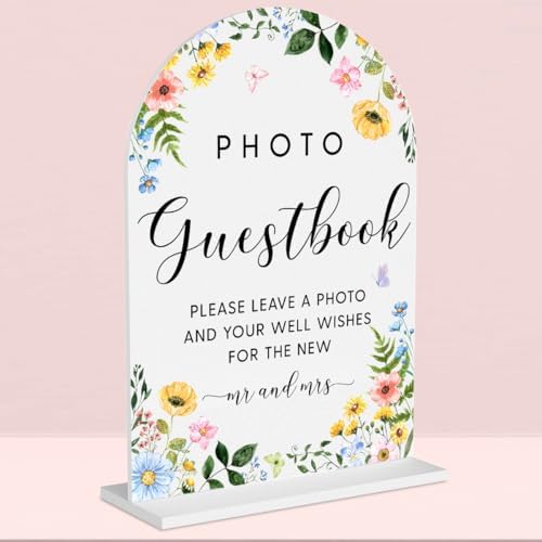 Gold Acrylic Wedding Sign 5x7 Inch Arch