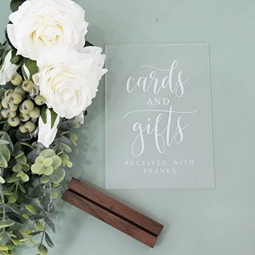 Clear Acrylic Gifts Cards Sign with Wood Stand