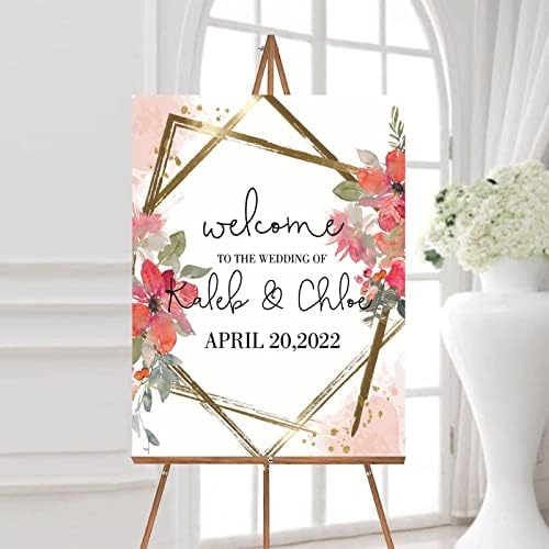 Alioyoit Personalized Wood Wedding Welcome Sign 12x16 Inch